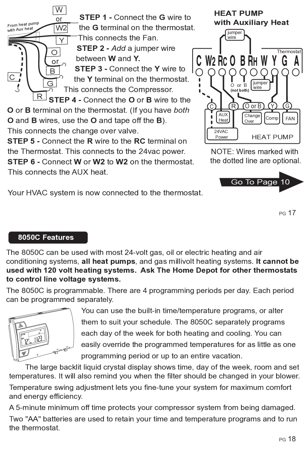 ritetemp manual 8050C Features 