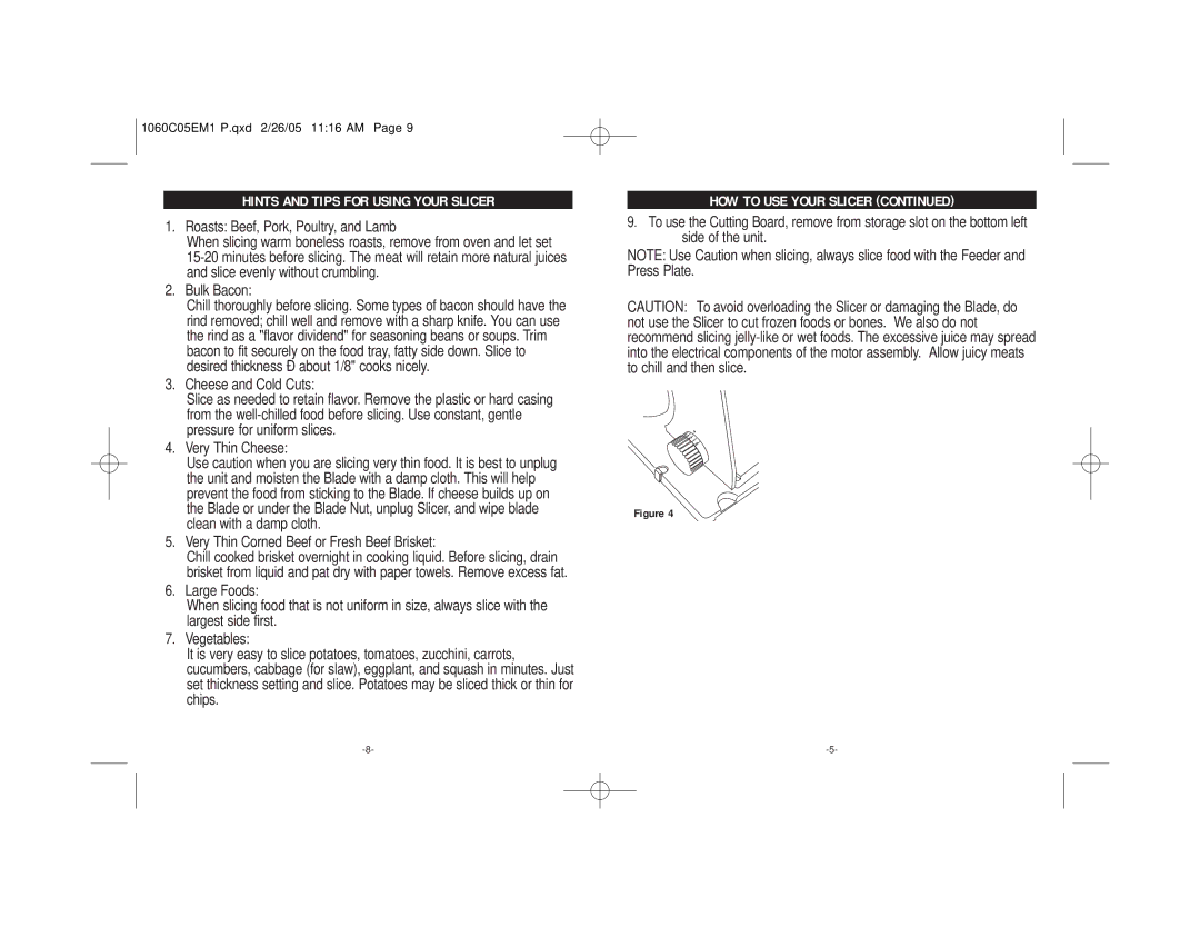 Rival 1060-C warranty HOW to USE Your Slicer 