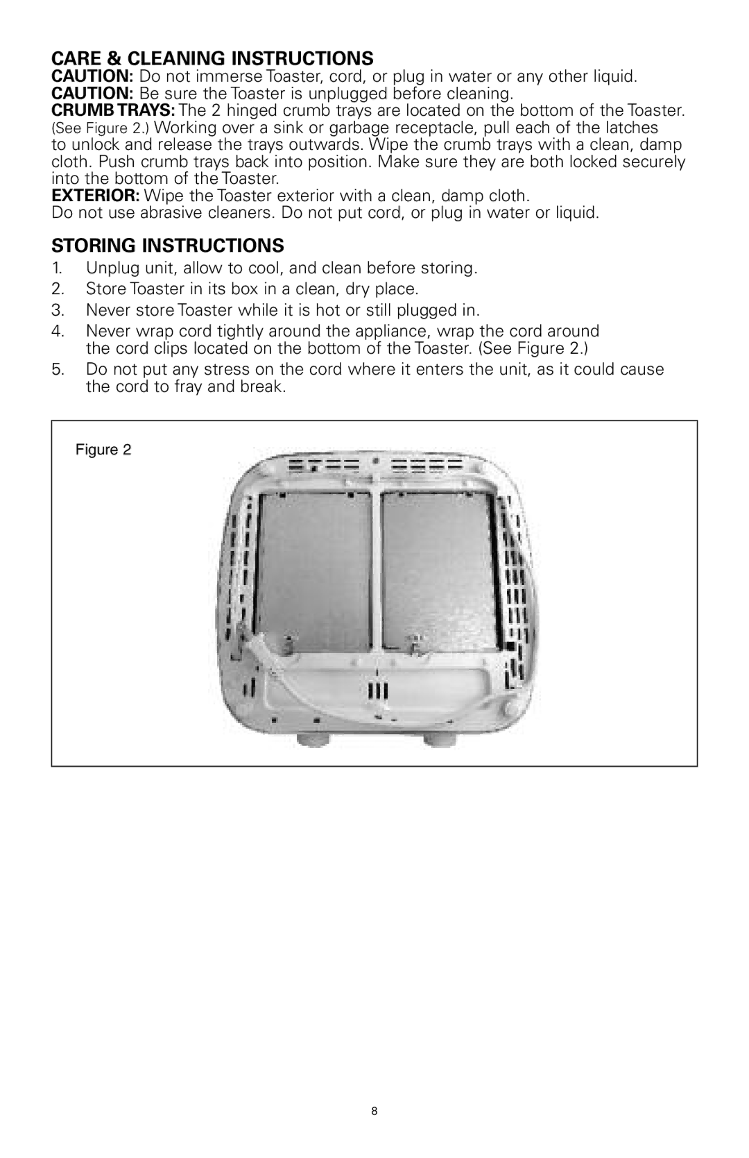 Rival 16042 manual Care & Cleaning Instructions, Storing Instructions 