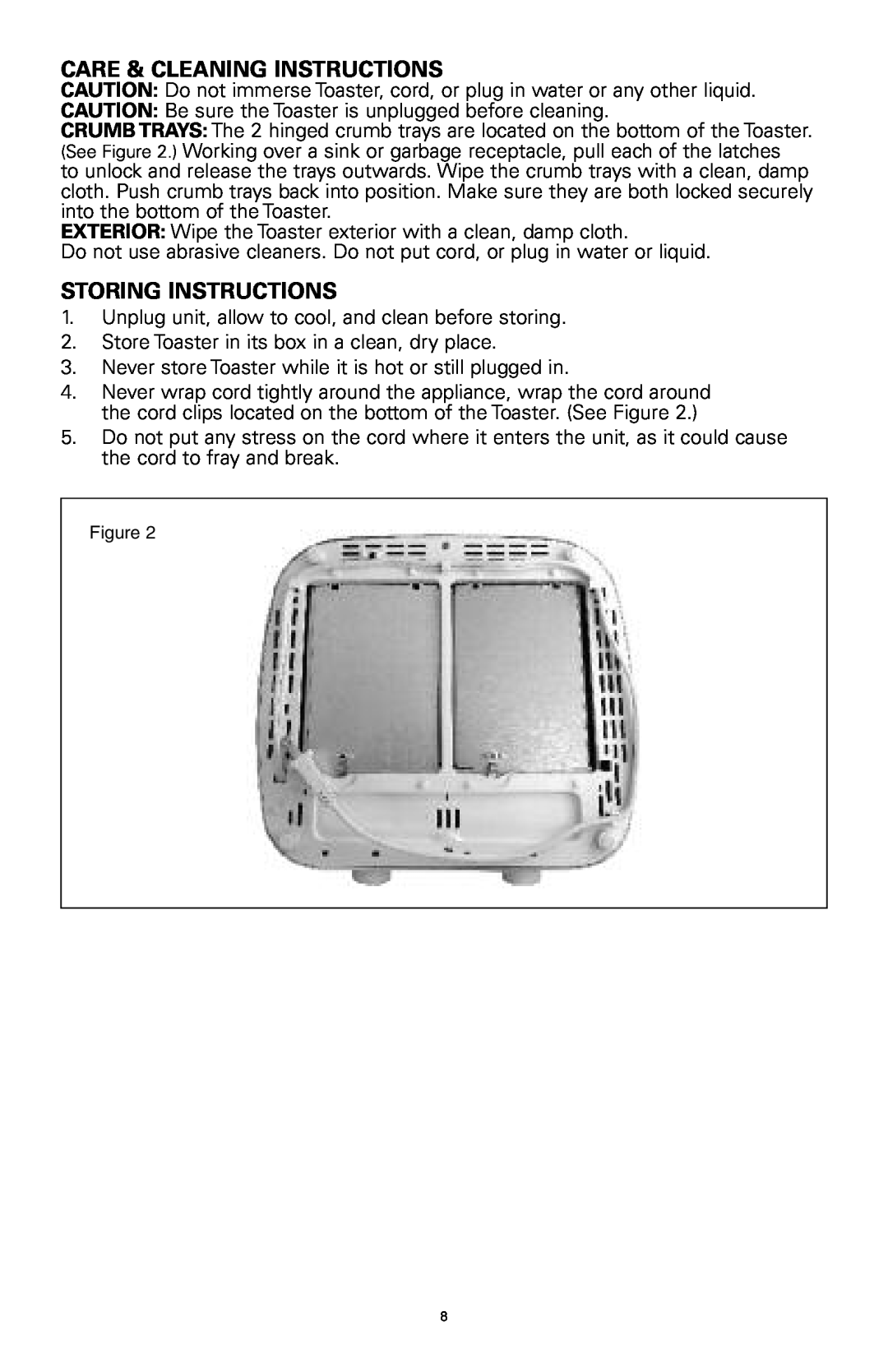 Rival 16042 manual Care & Cleaning Instructions, Storing Instructions 