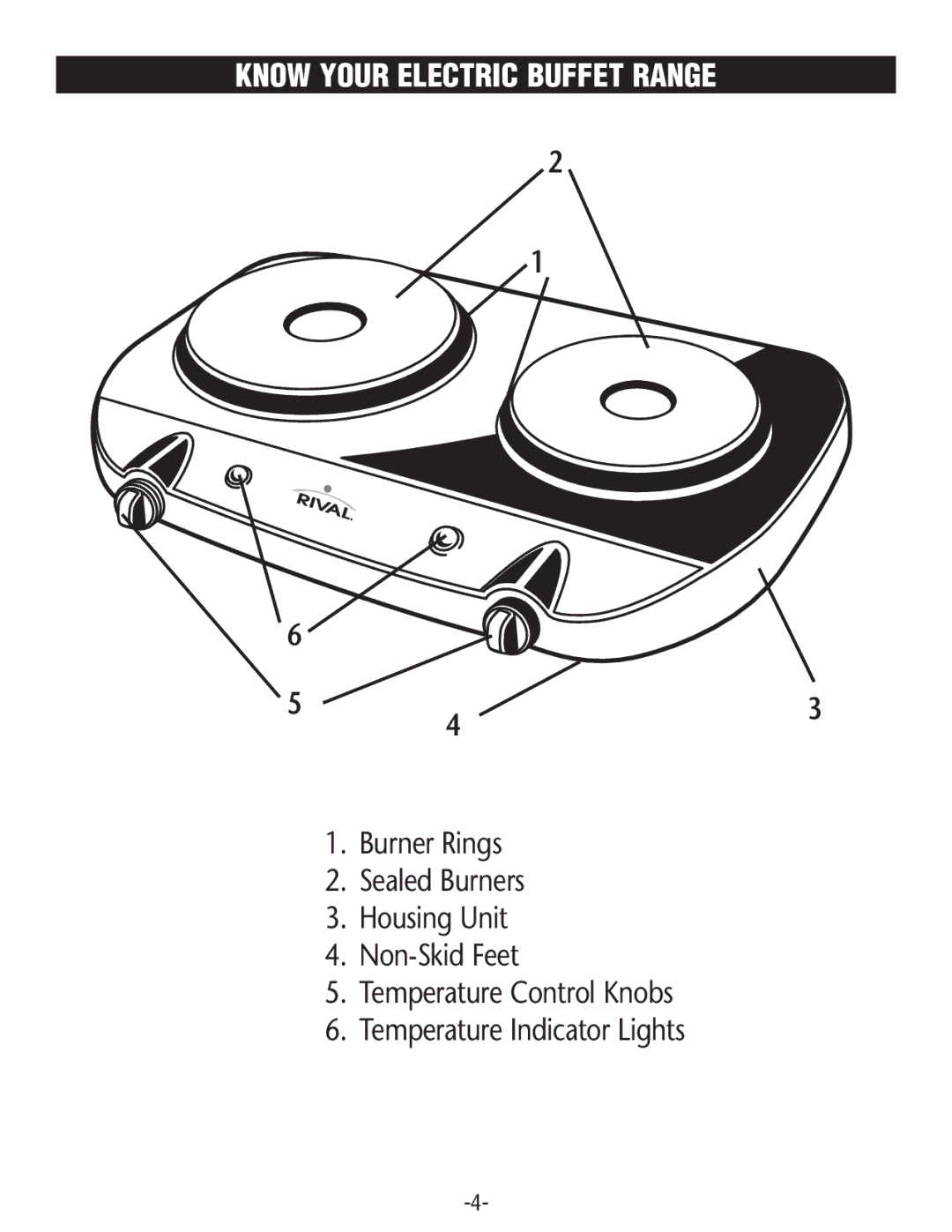 Rival BD250 manual Know Your Electric Buffet Range 