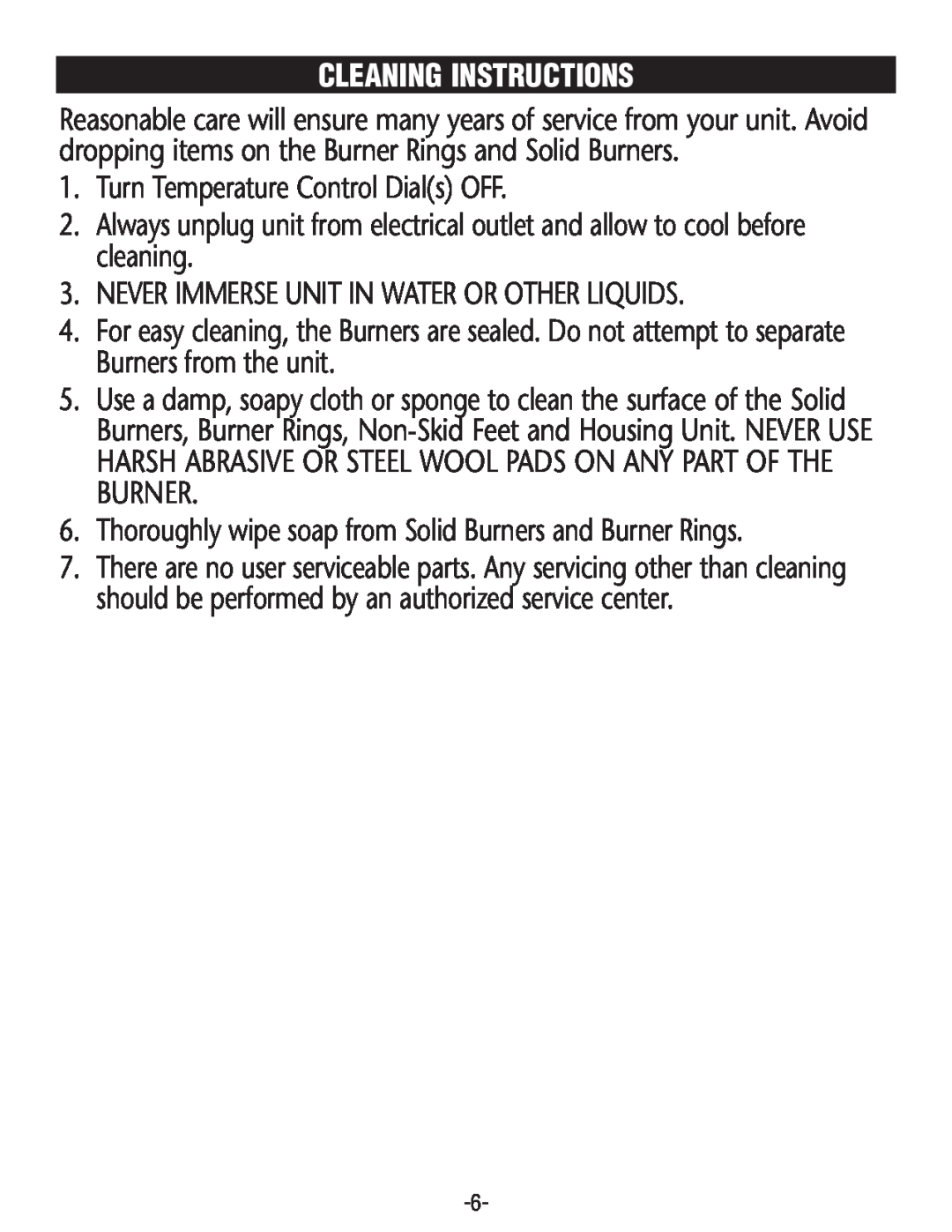 Rival BD275 manual Cleaning Instructions 