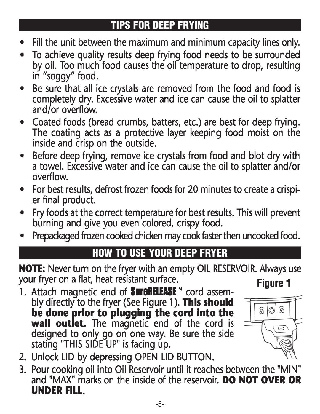 Rival CF106-W manual Tips For Deep Frying, How To Use Your Deep Fryer 