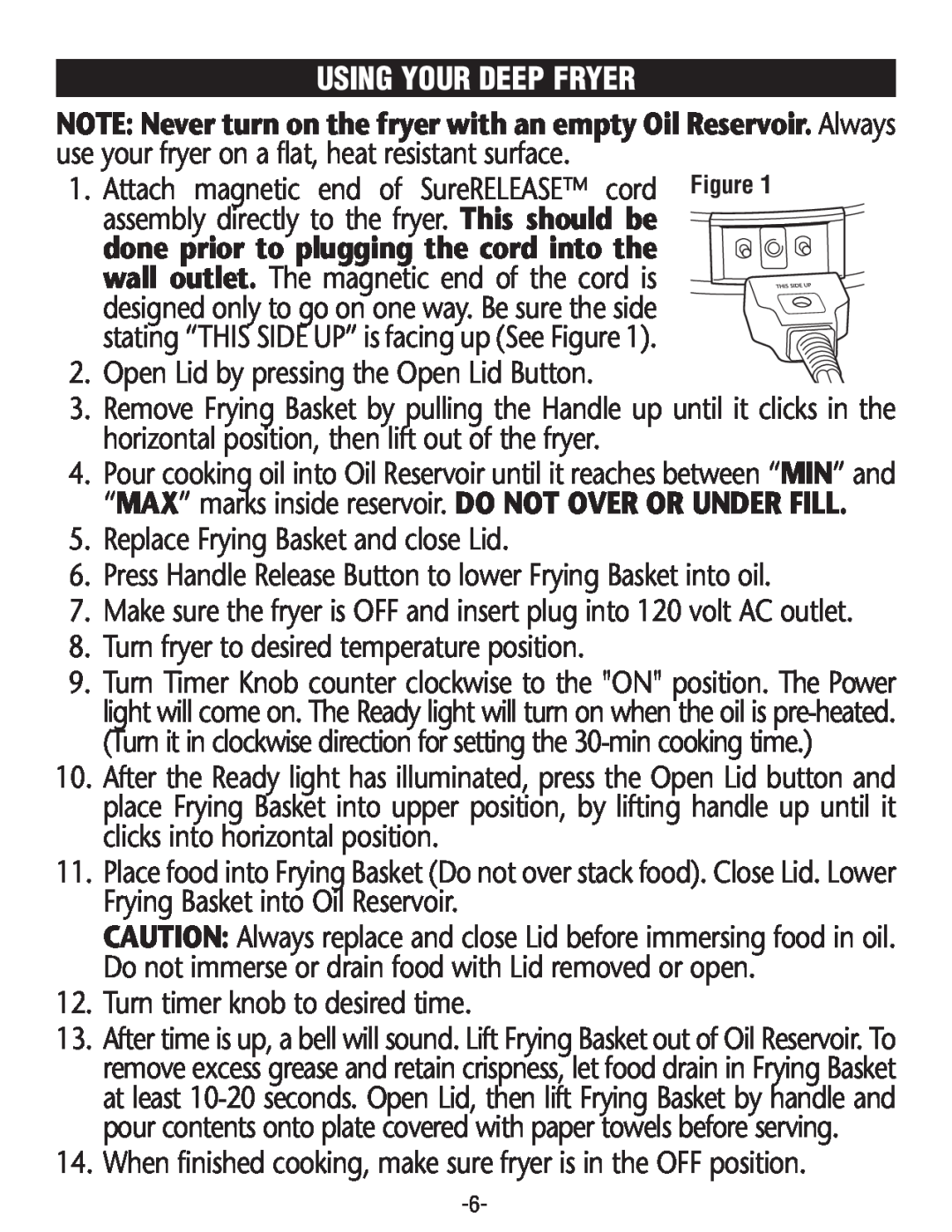 Rival CF154 manual Using Your Deep Fryer 