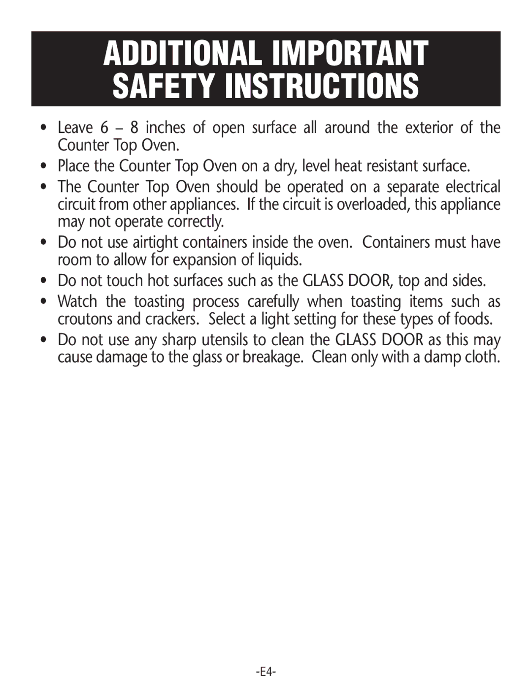 Rival CO602 manual Additional Important Safety Instructions 