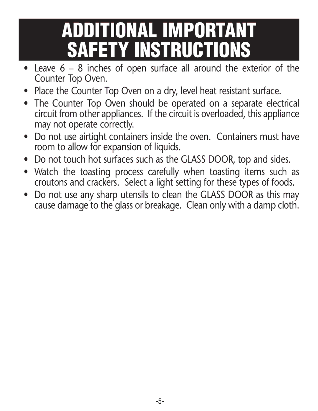 Rival CO606 manual Additional Important Safety Instructions 