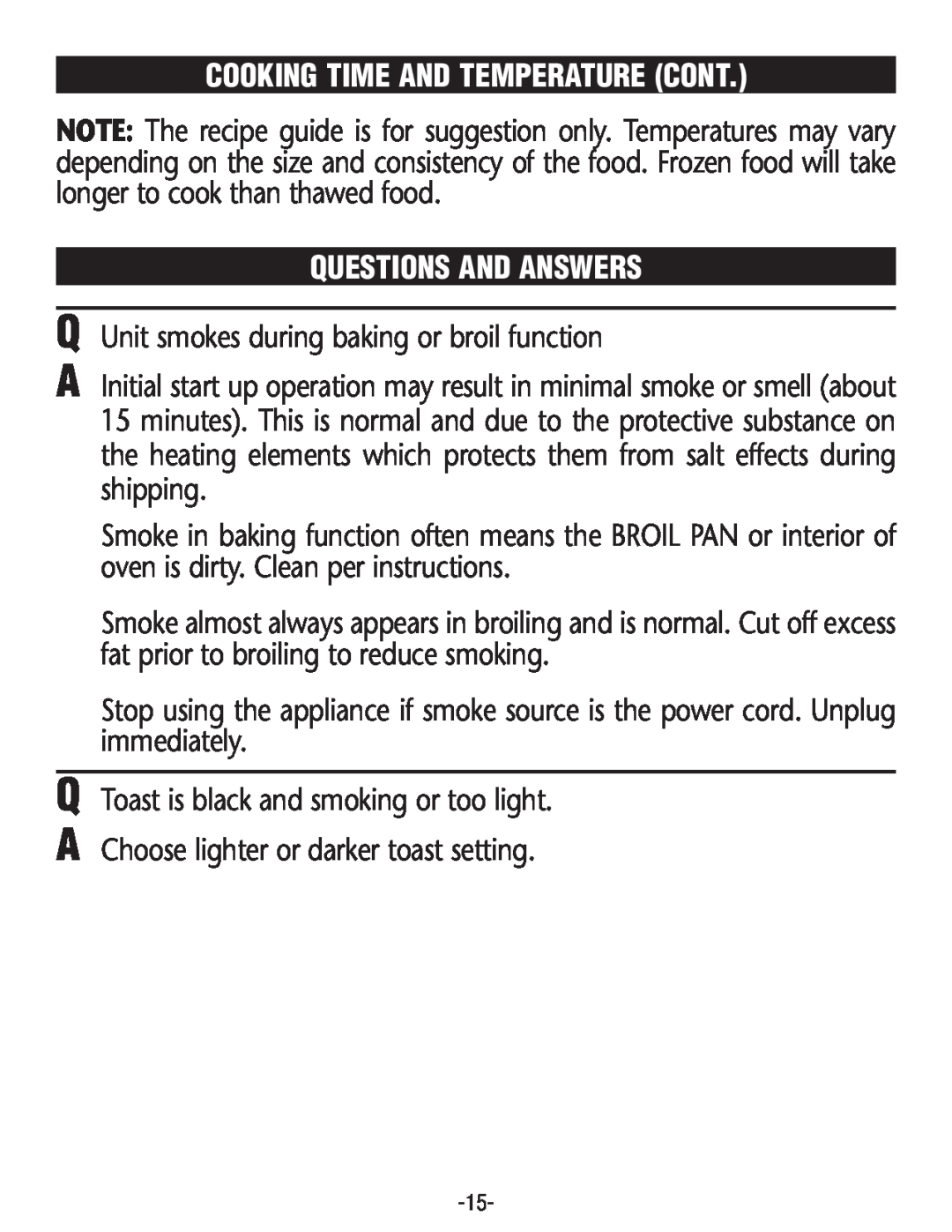 Rival CO606 manual Cooking Time And Temperature Cont, Questions And Answers 