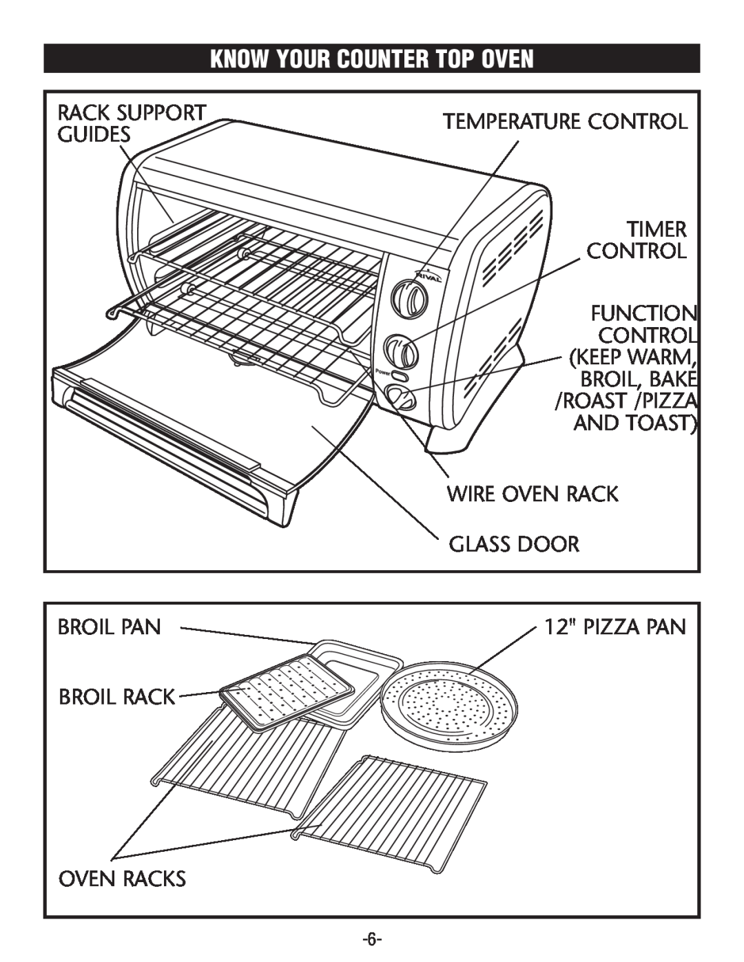 Rival CO606 manual Know Your Counter Top Oven 