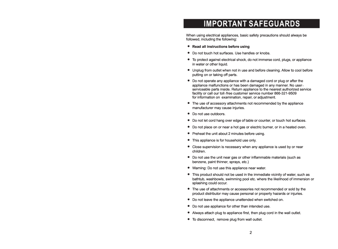 Rival DC-WM169 instruction manual Important Safeguards 