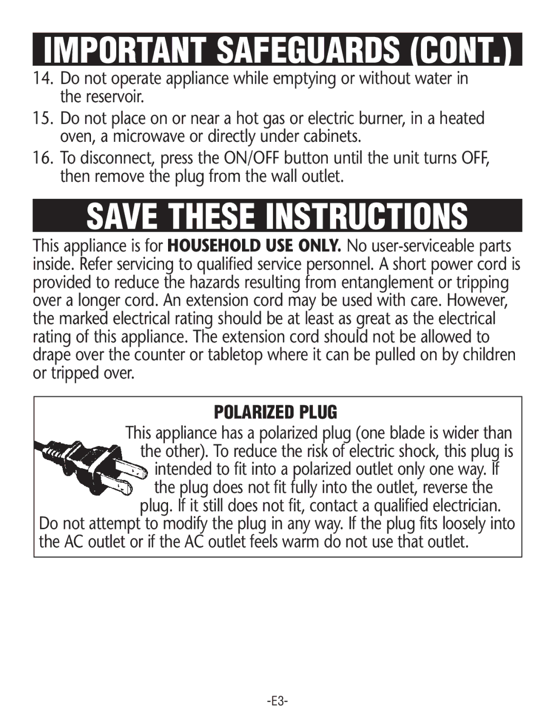 Rival FSD201 manual Important Safeguards 