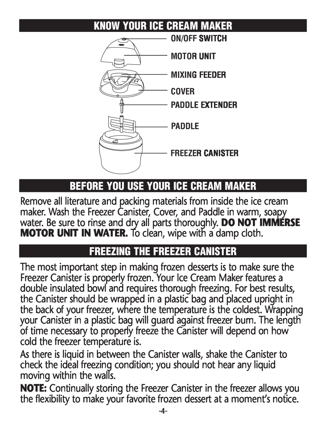 Rival GC8101, GC8151 manual Know Your Ice Cream Maker, Before You Use Your Ice Cream Maker, Freezing The Freezer Canister 