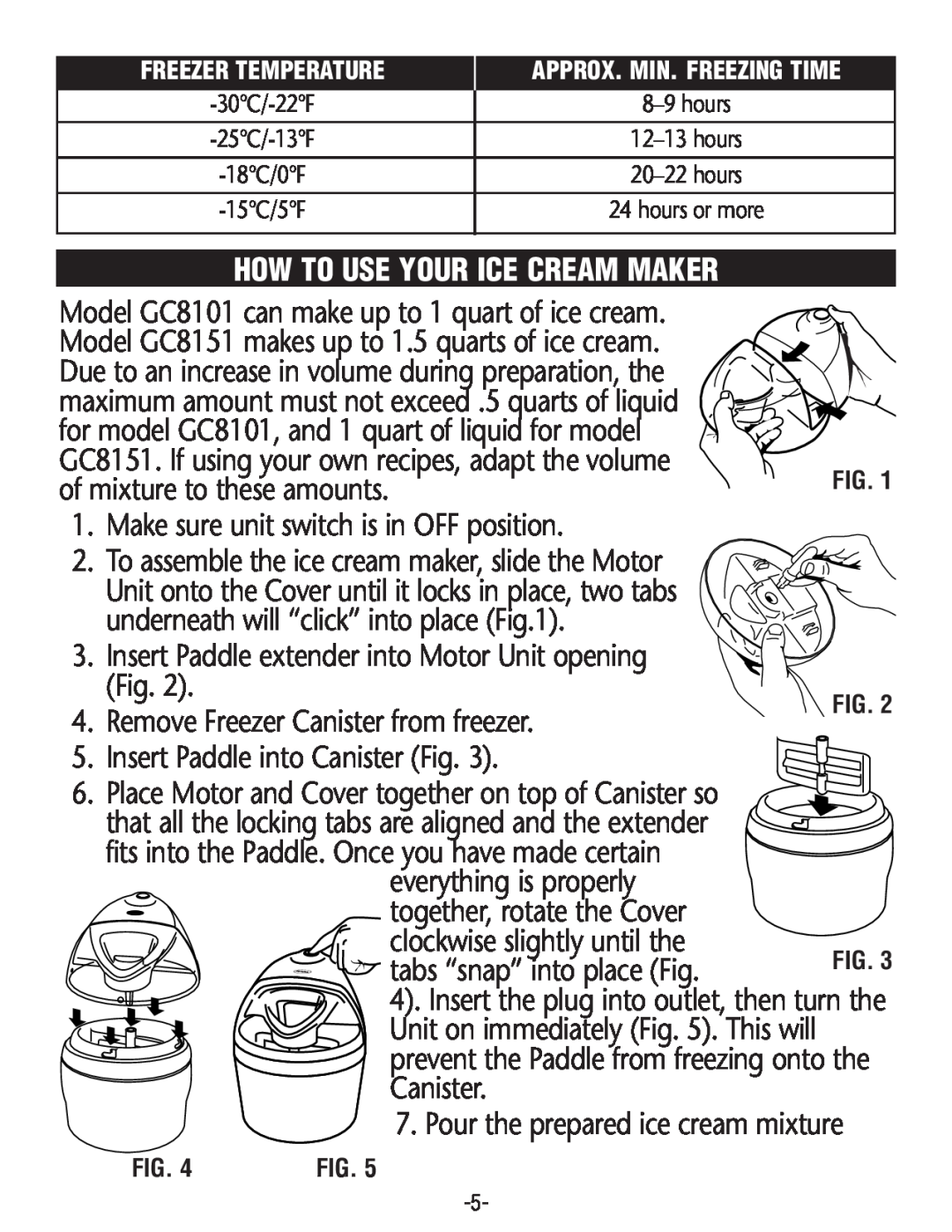 Rival GC8151, GC8101 manual How To Use Your Ice Cream Maker 