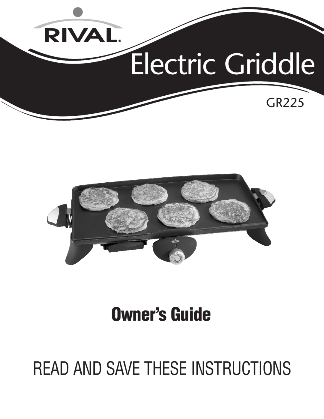 Rival GR225 manual Electric Griddle 