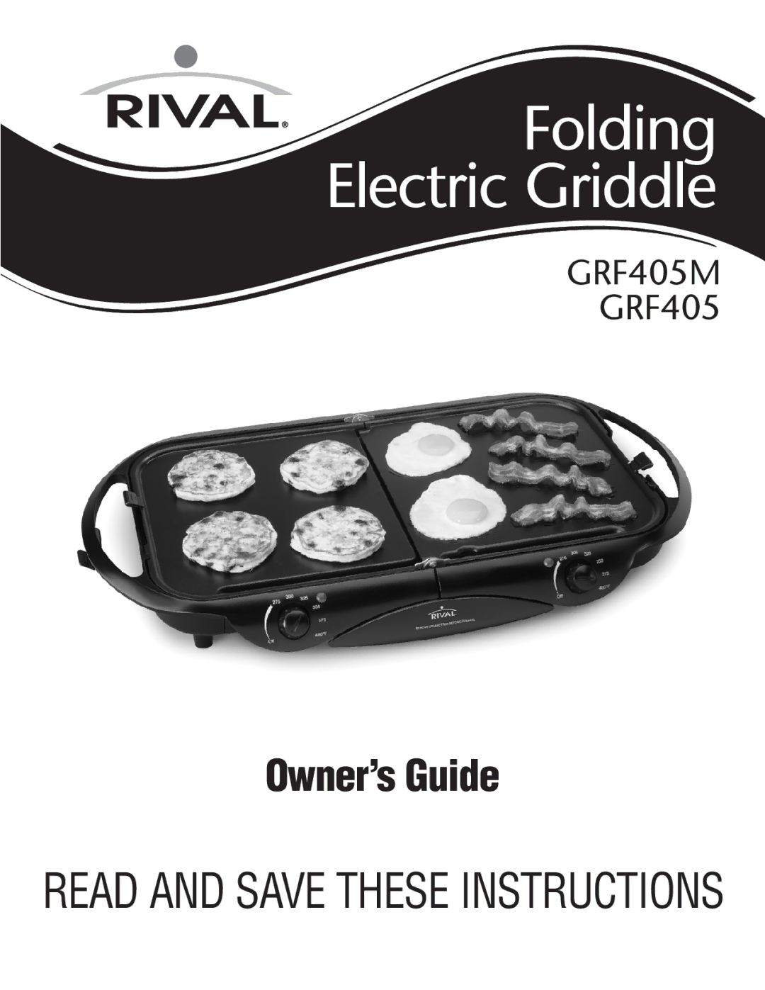 Rival GRF405M manual Folding ElectricGriddle 