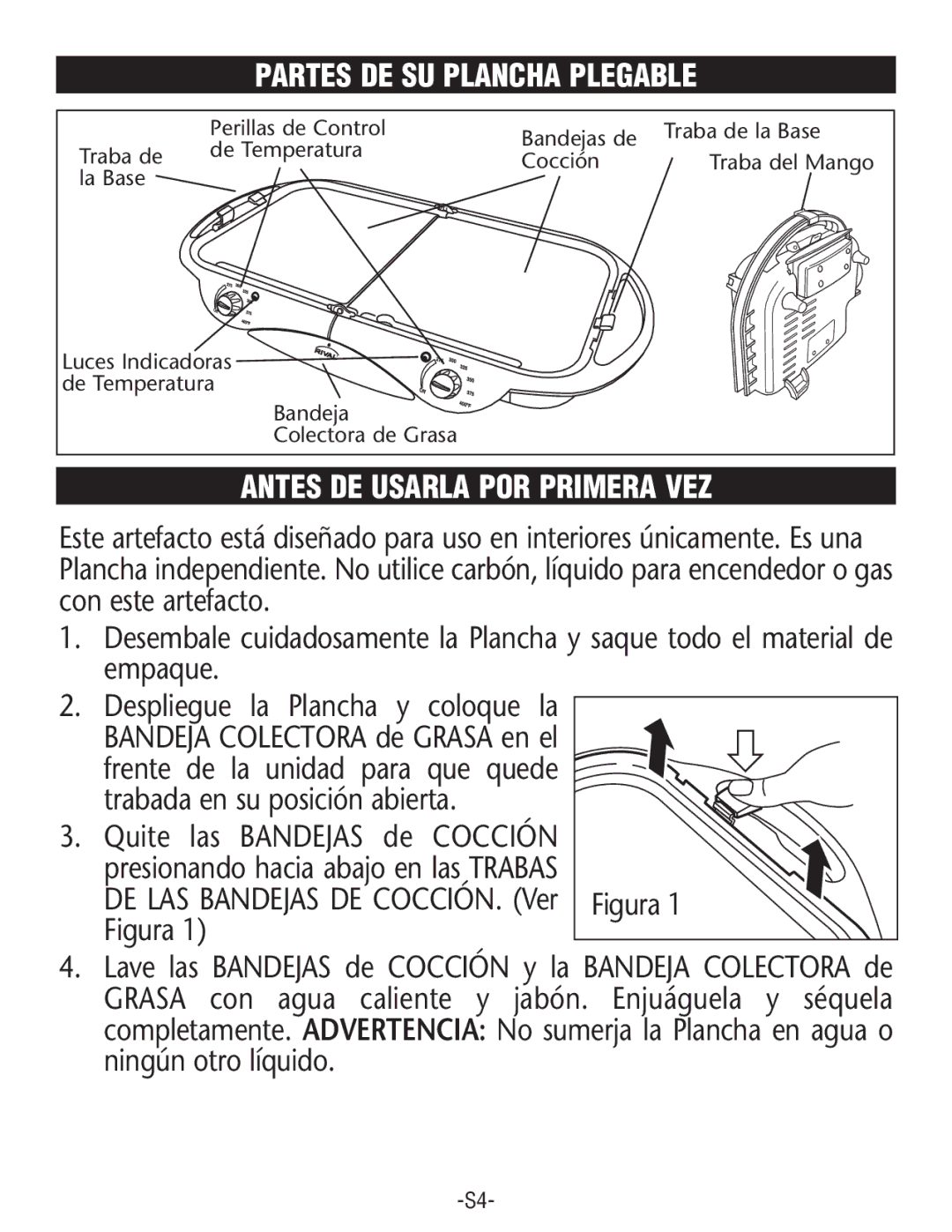 Rival GRF405M manual Partes DE SU Plancha Plegable, Antes DE Usarla POR Primera VEZ 