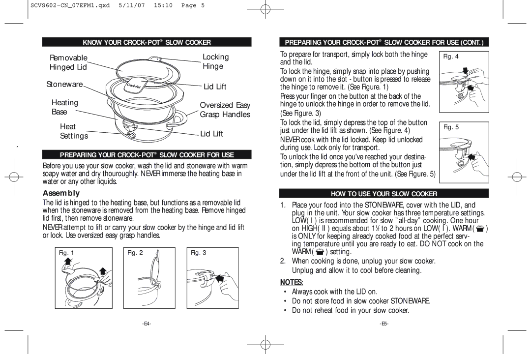 Rival Portable Slow Cooker warranty Know Your CROCK-POTSLOW Cooker, Preparing Your CROCK-POTSLOW Cooker for USE 