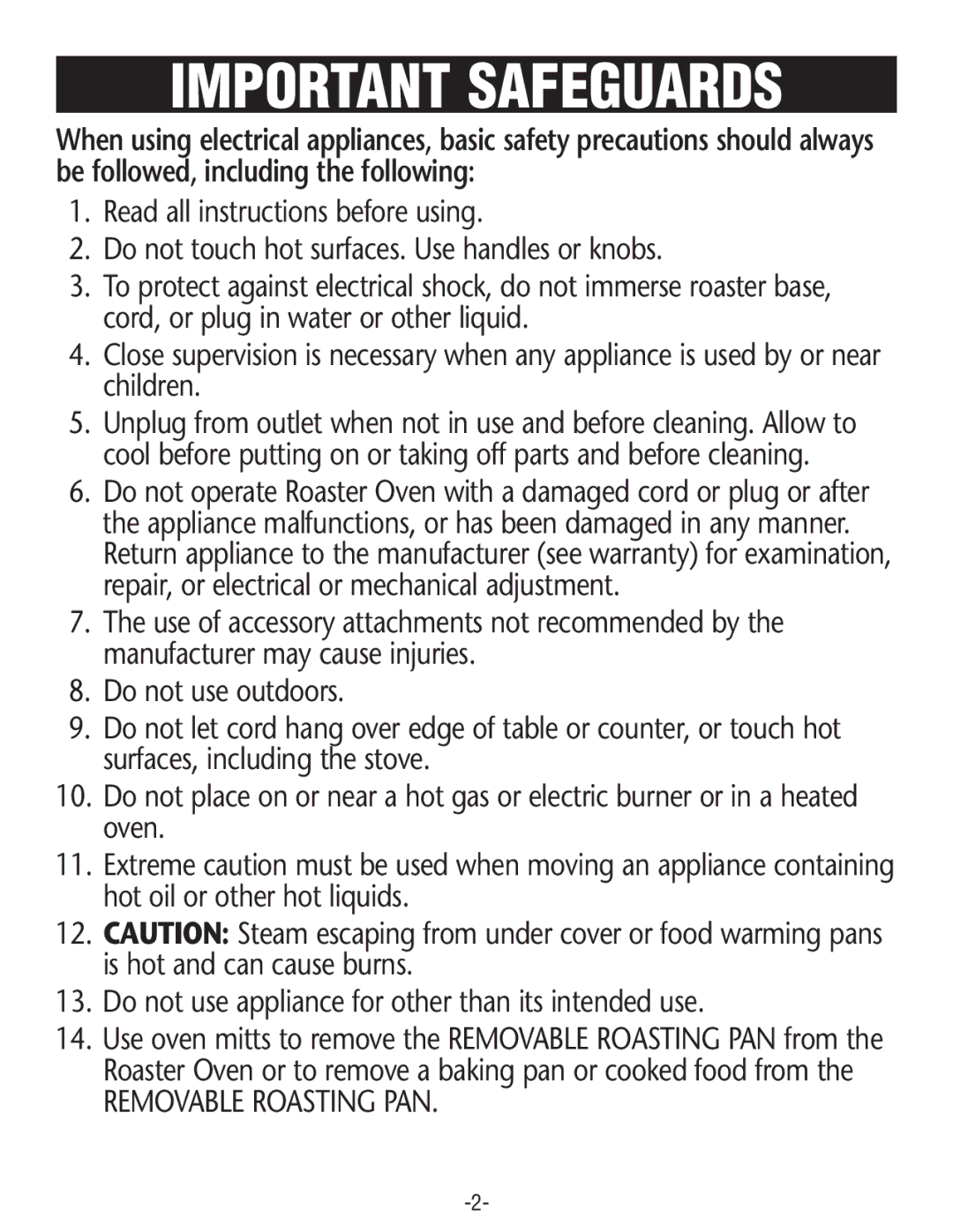 Rival R0188BR, R0180BR-C manual Important Safeguards 