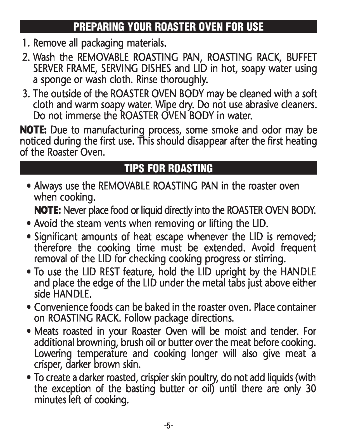 Rival R0180BR-C, R0188BR manual Preparing Your Roaster Oven For Use, Tips For Roasting 
