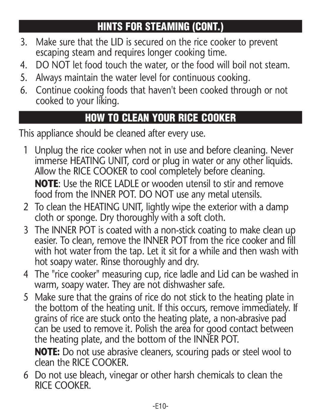 Rival RC100, RC101 manual HOW to Clean Your Rice Cooker, This appliance should be cleaned after every use 