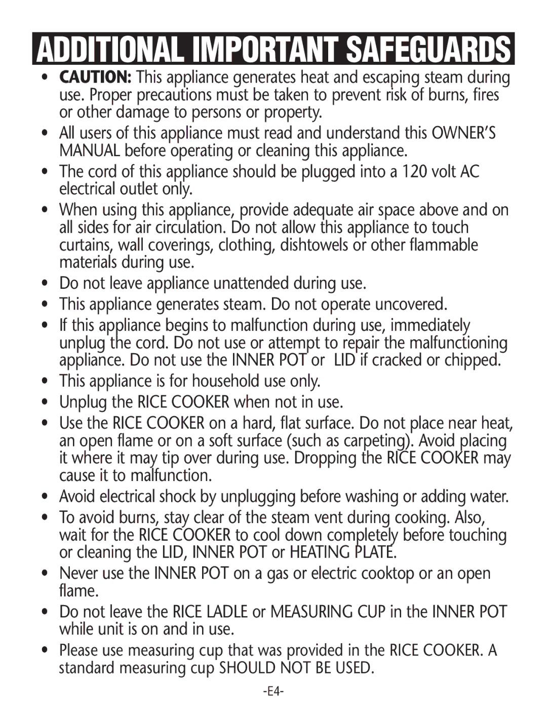 Rival RC100, RC101 manual Additional Importantsafeguards 