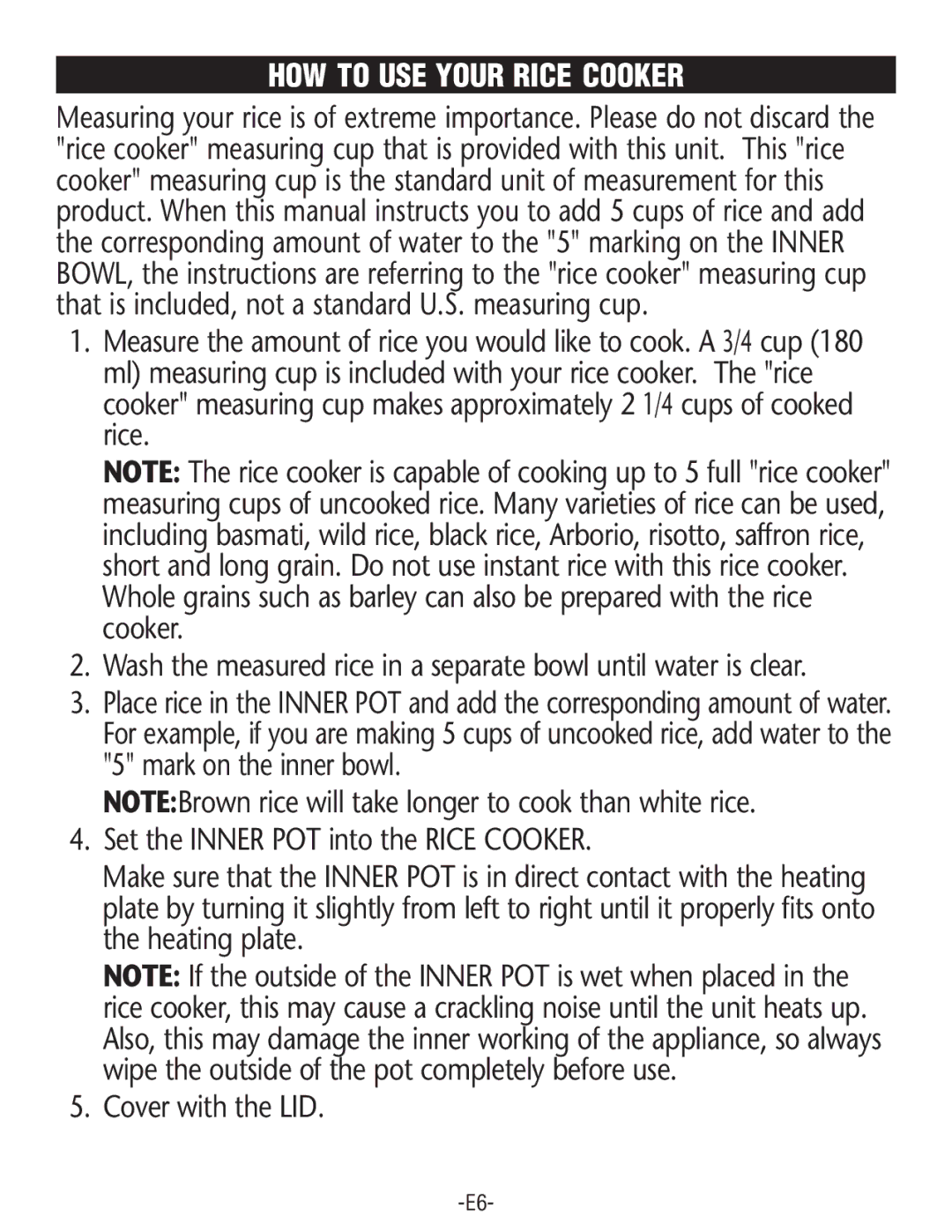 Rival RC100, RC101 manual HOW to USE Your Rice Cooker 