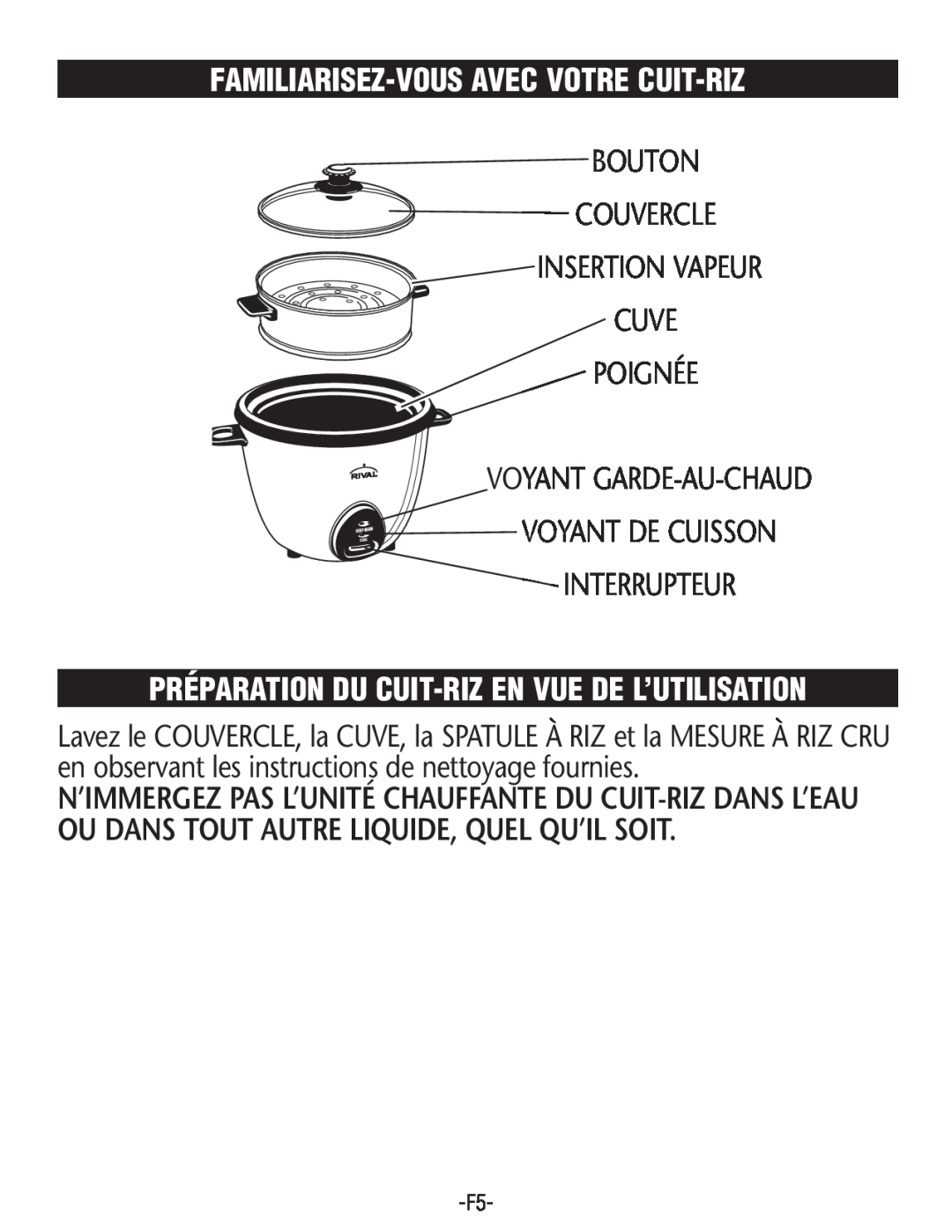 Rival RC101, RC100 manual Familiarisez-Vousavec Votre Cuit-Riz, Préparation Du Cuit-Rizen Vue De L’Utilisation, Interrupteur 