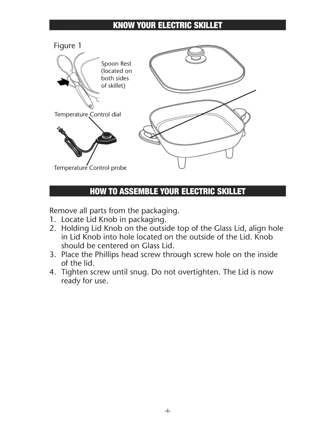 Rival S11P manual Know Your Electric Skillet, HOW to Assemble Your Electric Skillet 