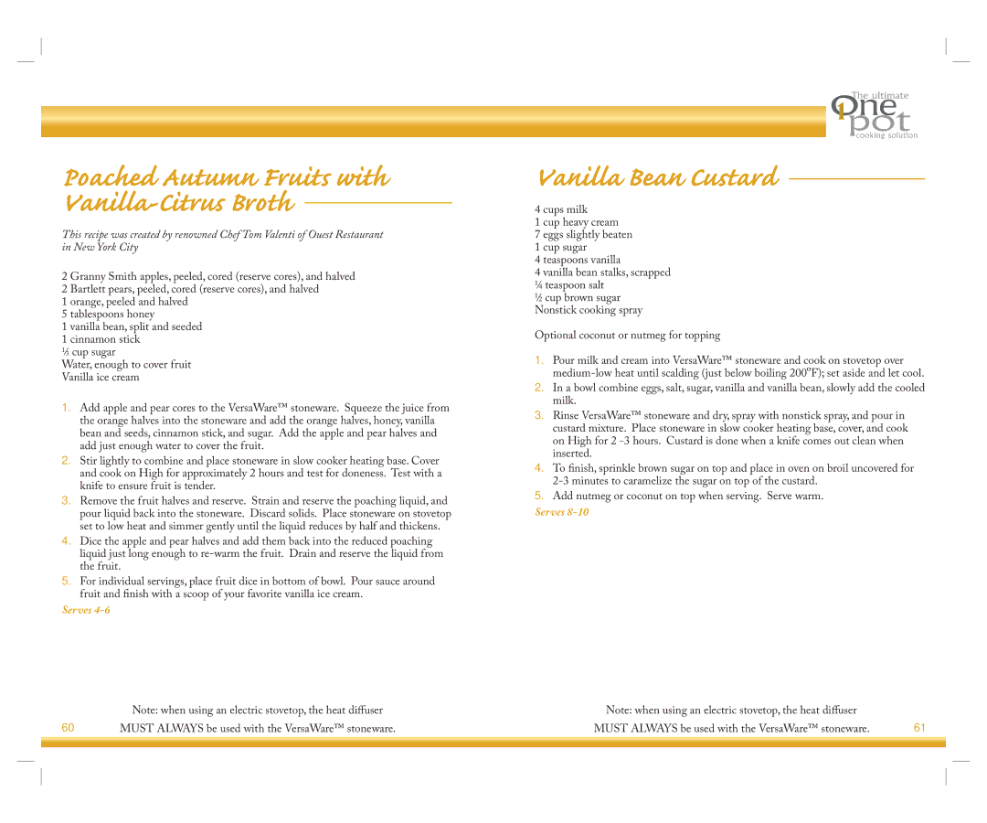 Rival Slow Cooker manual Vanilla Bean Custard, Optional coconut or nutmeg for topping 