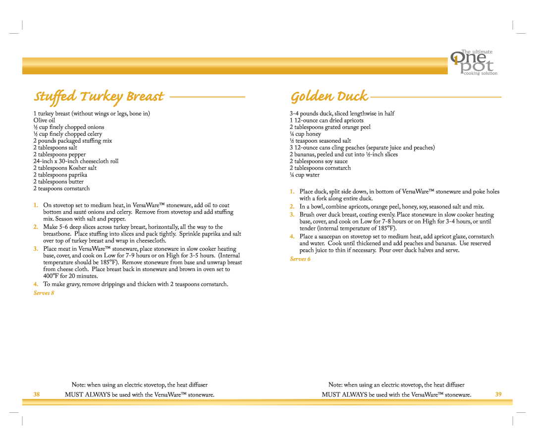 Rival Slow Cooker manual Stuffed Turkey Breast, Golden Duck, Serves 