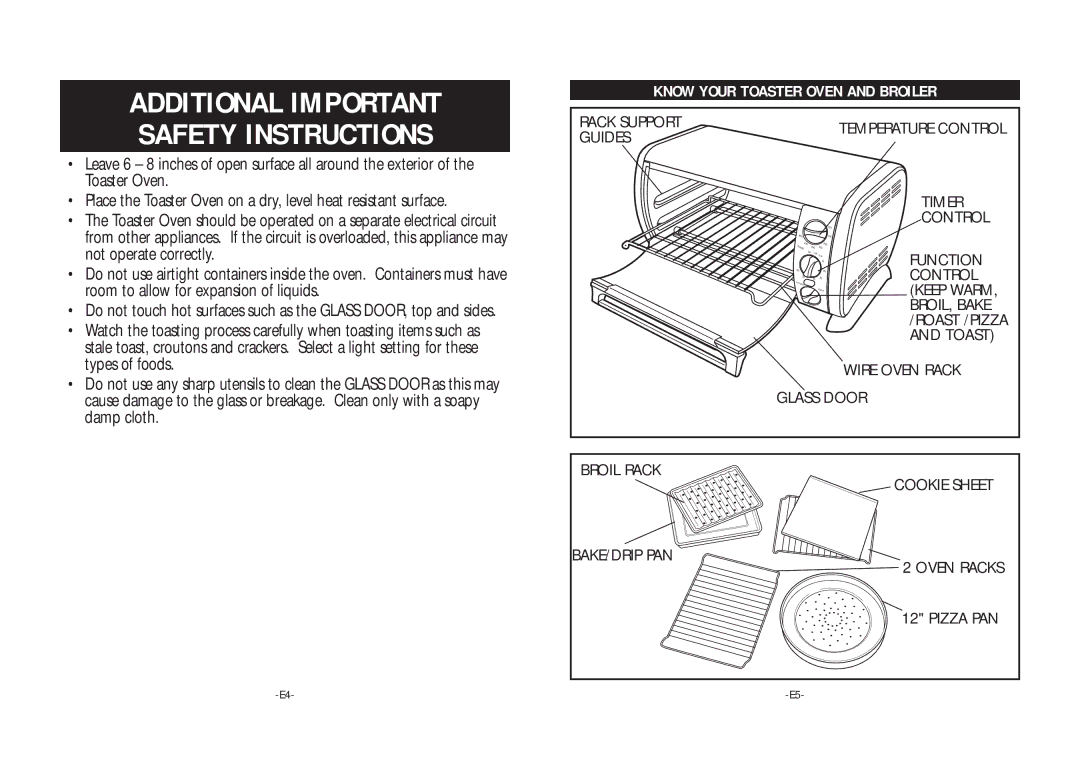 Rival TO600 warranty Additional Important, Safety Instructions, Know Your Toaster Oven and Broiler 