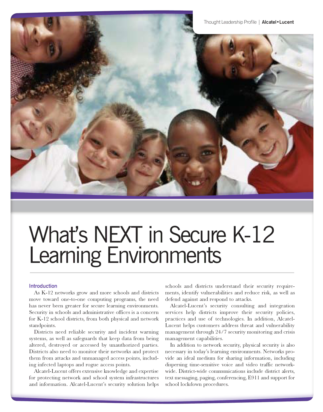 Riverstone Networks manual What’s Next in Secure K-12 Learning Environments, Introduction 