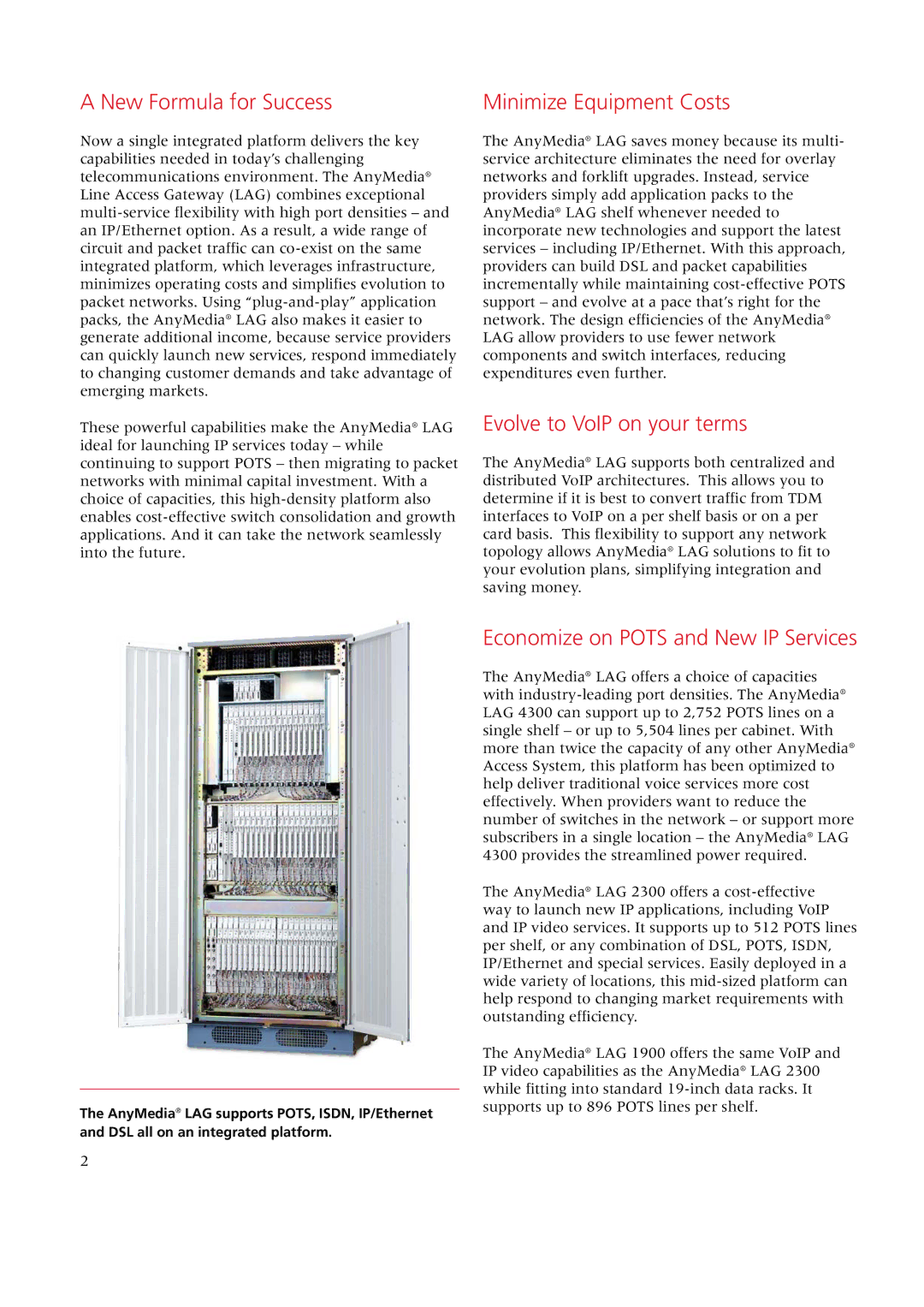 Riverstone Networks Line Access Gateway manual New Formula for Success, Evolve to VoIP on your terms 