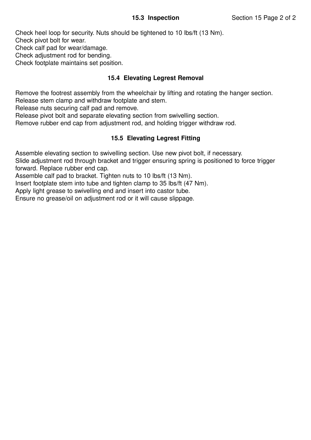 RJTech 10H, 7H manual Elevating Legrest Removal, Elevating Legrest Fitting 