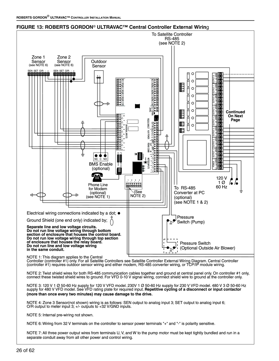 Roberts Gorden 10081601NA Rev H 12/11 service manual Roberts Gordon Ultravac Central Controller External Wiring 