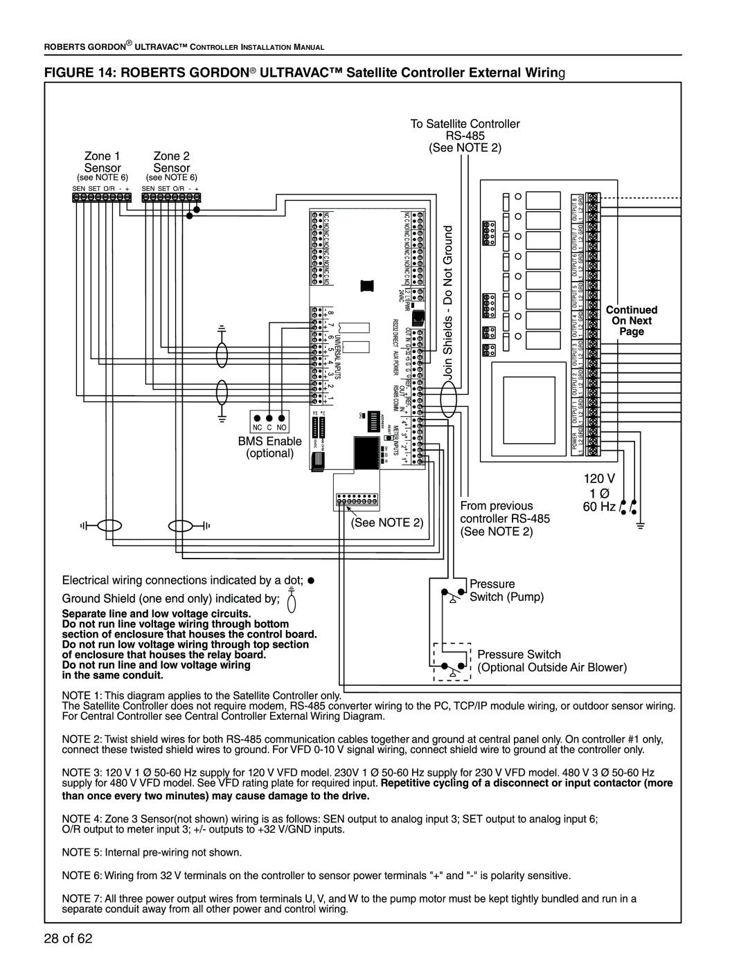 Roberts Gorden 10081601NA Rev H 12/11 service manual Roberts Gordon Ultravac Satellite Controller External Wiring 