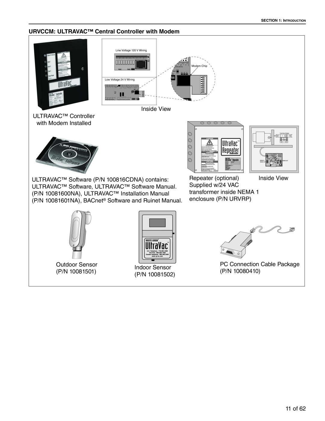 Roberts Gorden 10081601NA Rev H 12/11 service manual URVCCM: ULTRAVAC Central Controller with Modem 