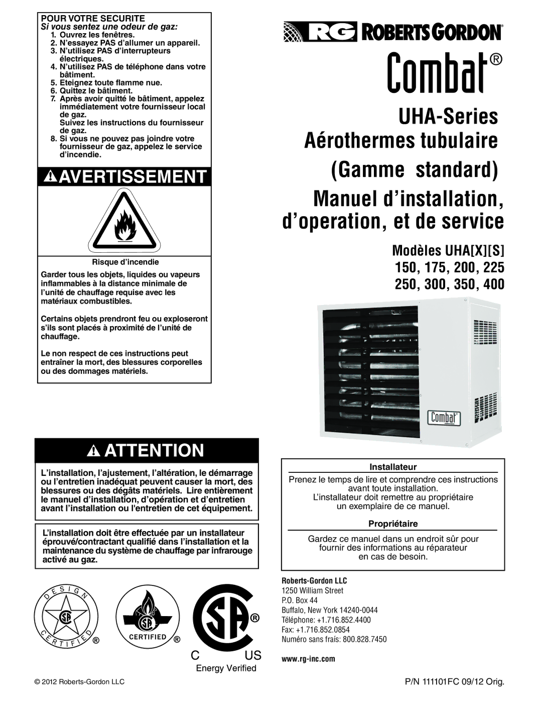 Roberts Gorden 400, 200, 350, 150, 250, 300, 225, 175 service manual Gamme standard 