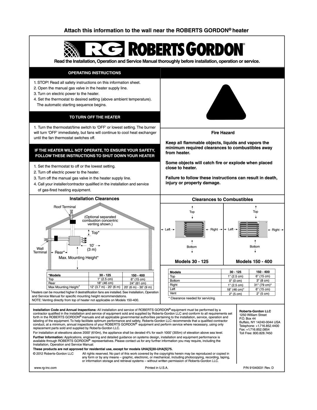 Roberts Gorden 225, 200, 350, 150, 400, 250, 300, 175 service manual 