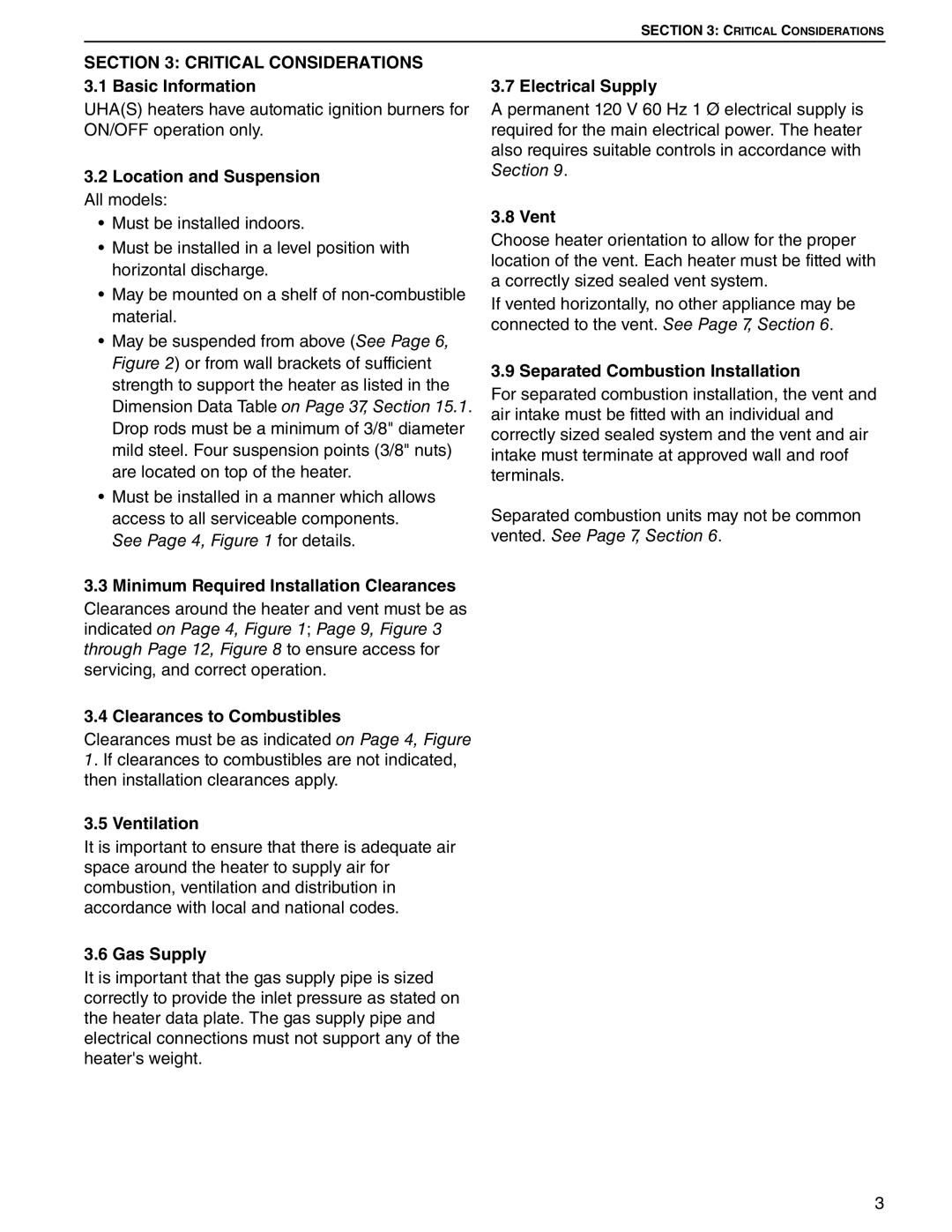 Roberts Gorden 350 Critical Considerations 3.1 Basic Information, Minimum Required Installation Clearances, Ventilation 