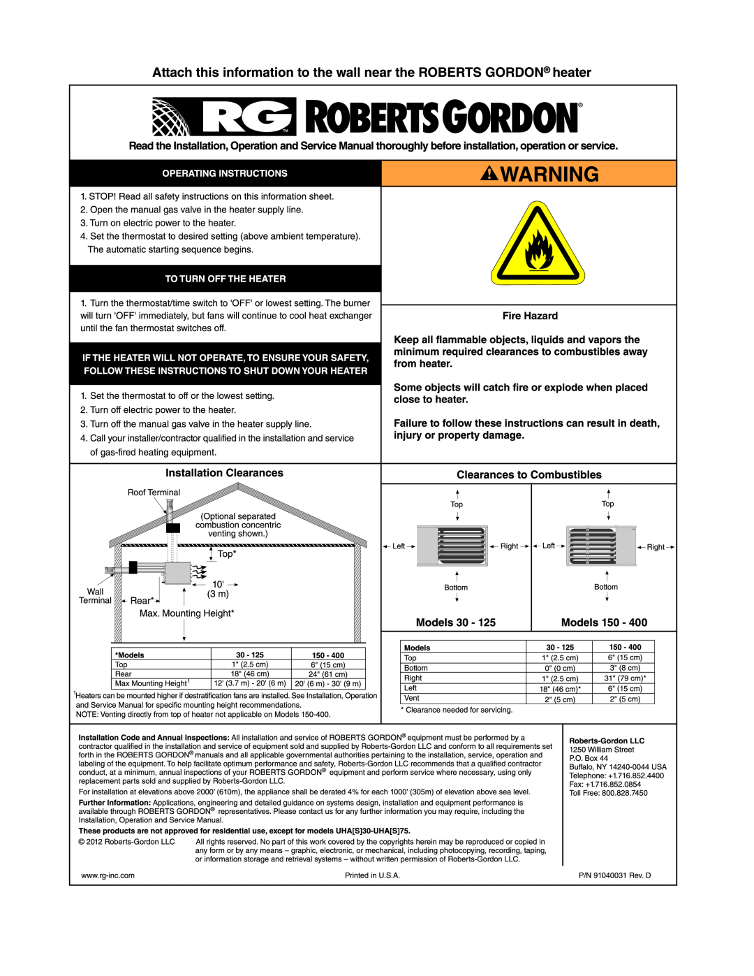 Roberts Gorden 225, 200, 350, 150, 400, 250, 300, 175 service manual 