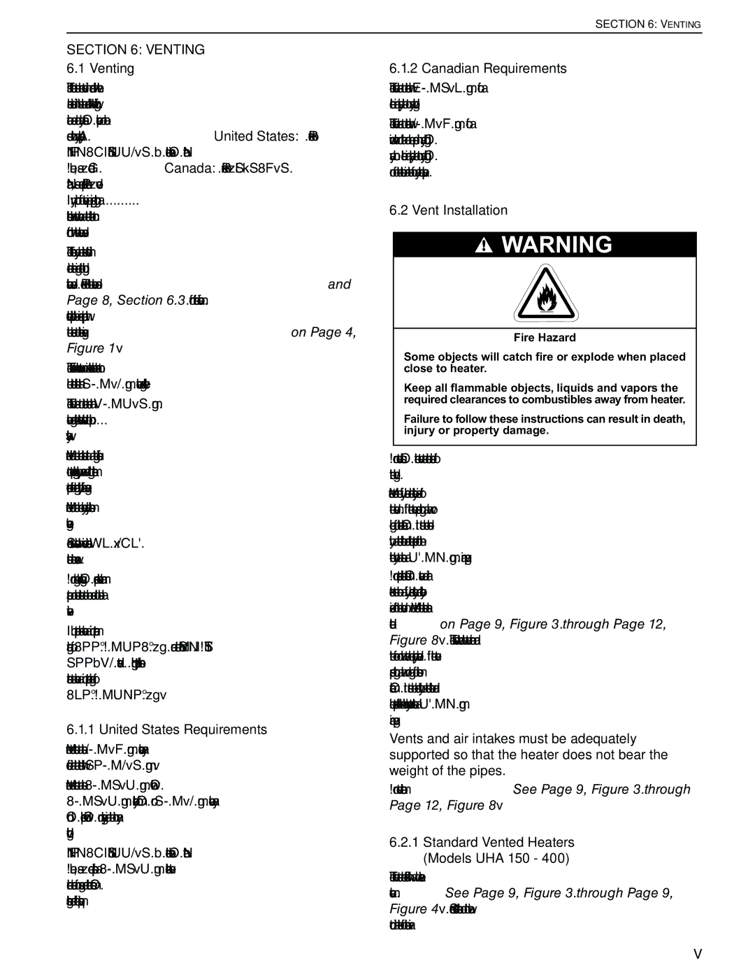 Roberts Gorden 225 250, 200, 350 Venting 6.1 Venting, United States Requirements, Canadian Requirements, Vent Installation 