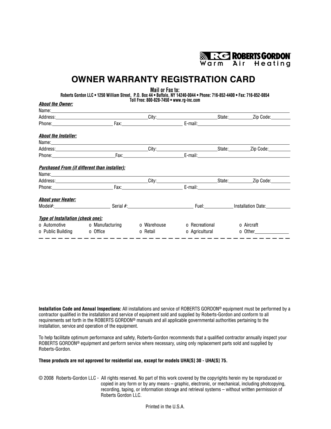 Roberts Gorden 200, 350, 150, 400, 300, 175, 225 250 service manual 