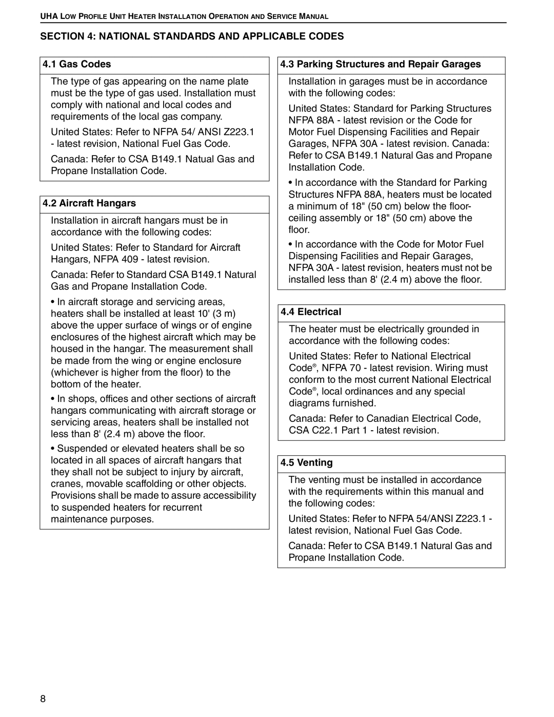 Roberts Gorden 125, 75, 100, 45, 30, 60 service manual National Standards and Applicable Codes 