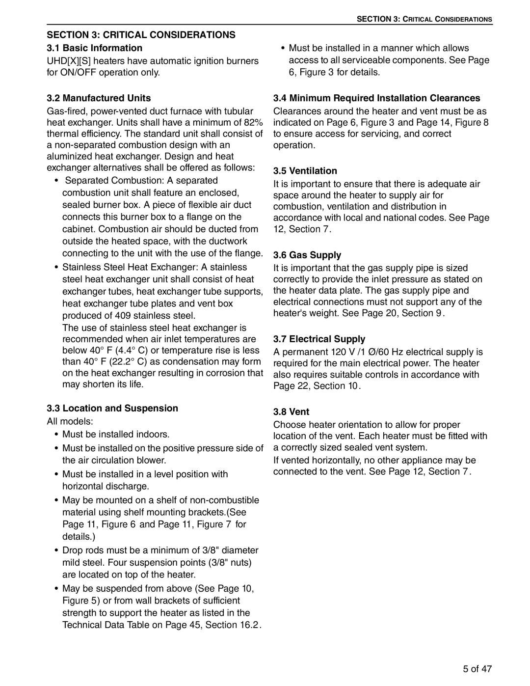 Roberts Gorden 100, 75, 125 service manual Critical Considerations 