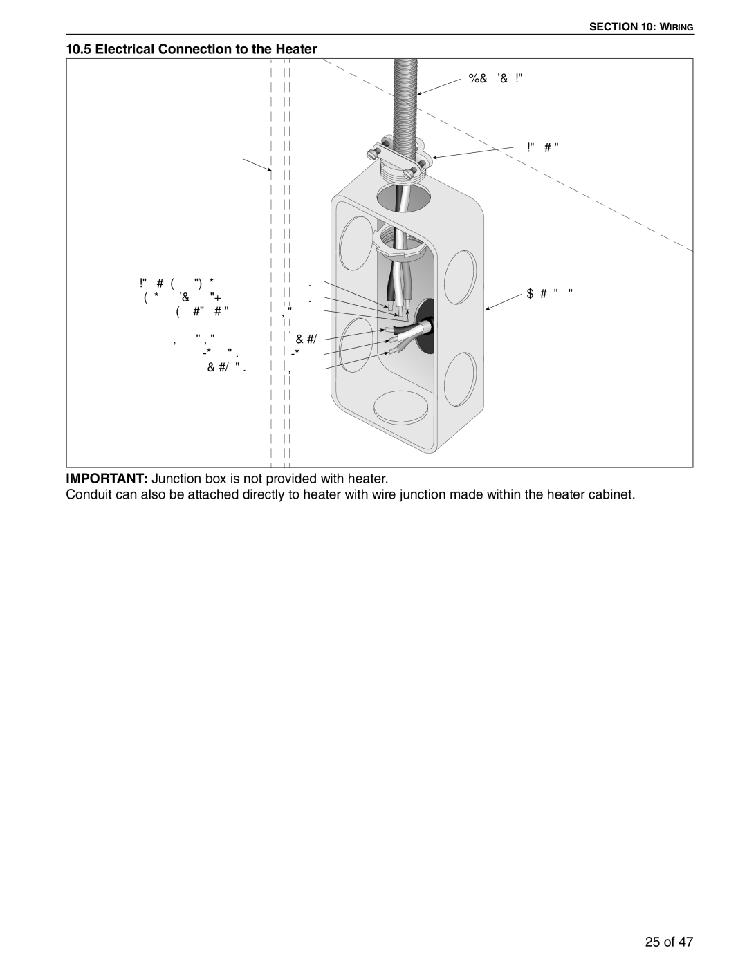 Roberts Gorden 75, 100, 125 service manual Electrical Connection to the Heater 