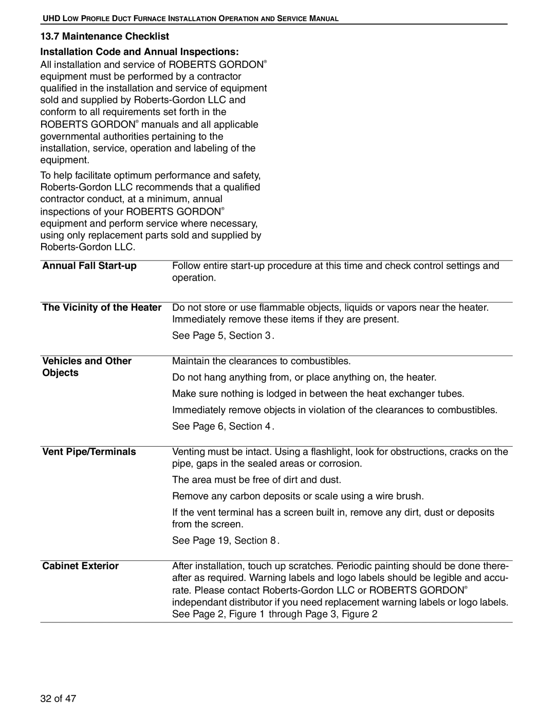 Roberts Gorden 100, 75, 125 Annual Fall Start-up, Vicinity of the Heater, Vehicles and Other, Objects, Vent Pipe/Terminals 