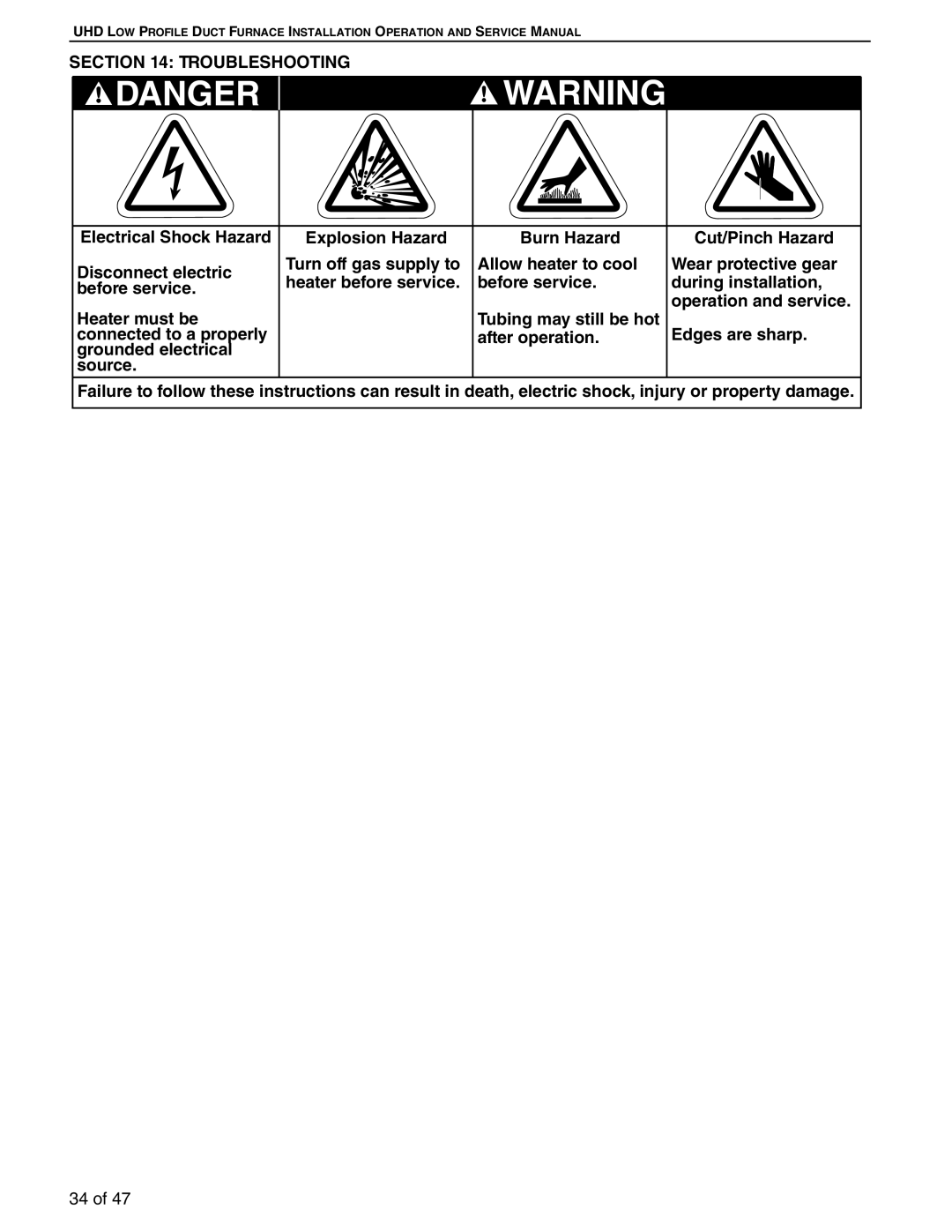 Roberts Gorden 75, 100, 125 service manual Troubleshooting 