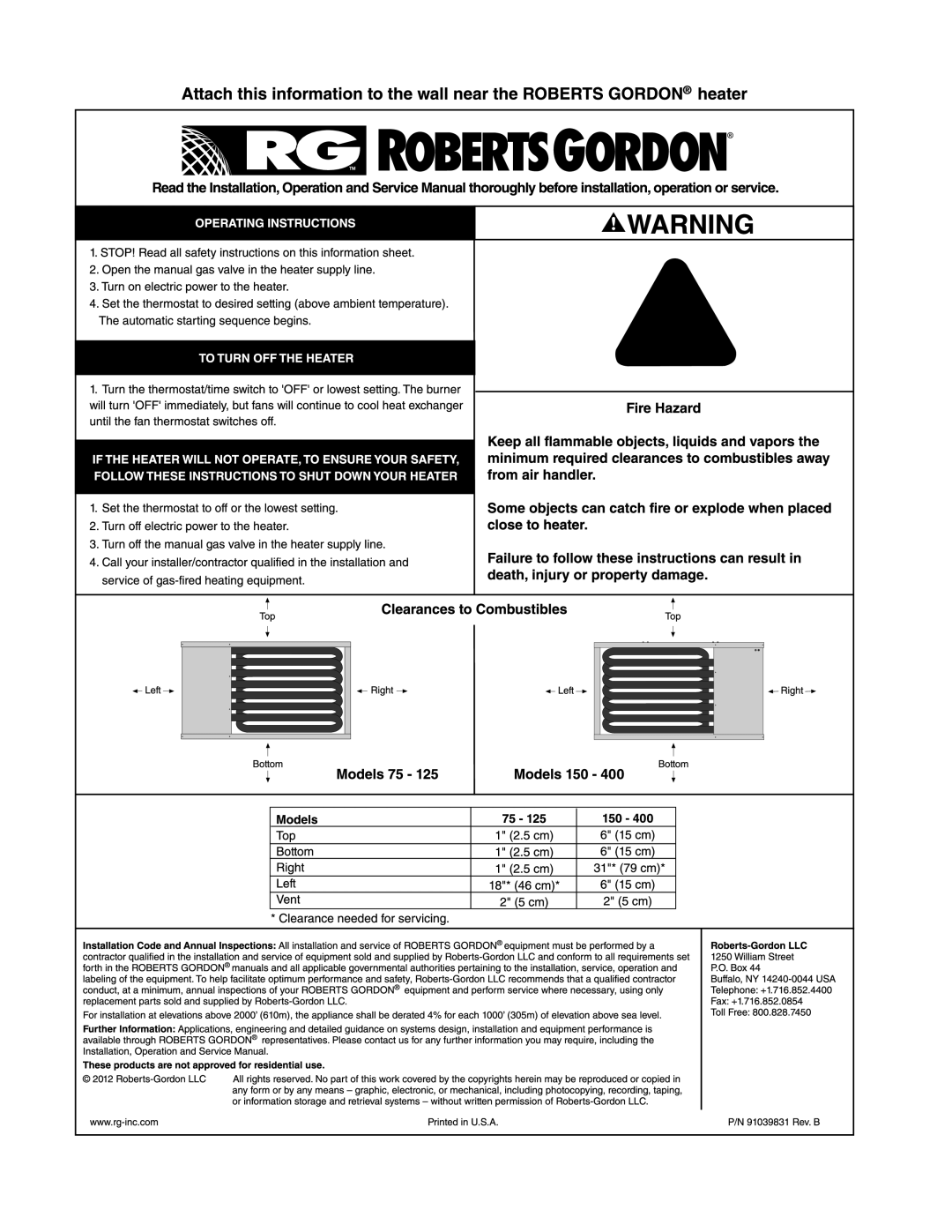 Roberts Gorden 75, 100, 125 service manual 