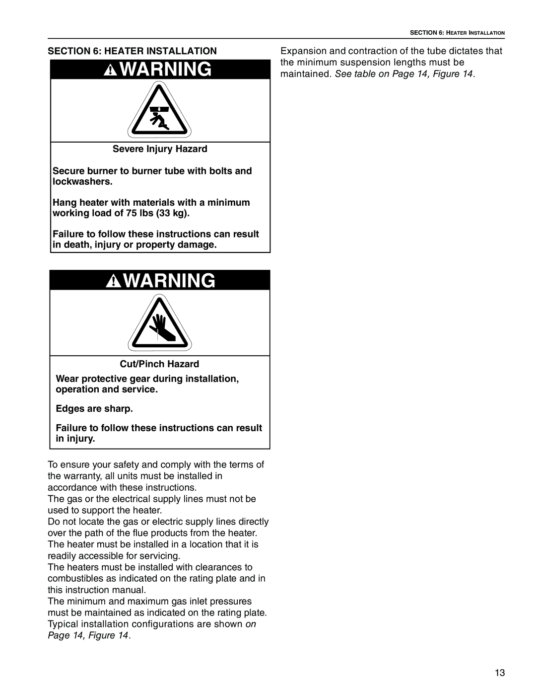 Roberts Gorden BH-40, BH-60, BH-150, BH-175, BH-115, BH-100, BH-140, BH-200, BH-80 service manual Heater Installation 