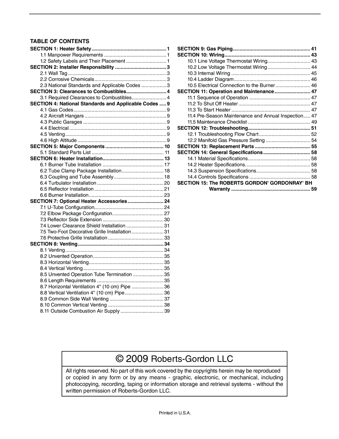 Roberts Gorden BH-175, BH-60, BH-40, BH-150, BH-115, BH-100, BH-140, BH-200, BH-80 service manual Roberts-Gordon LLC 